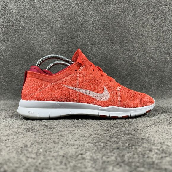 Nike Free TR Flyknit 718785-601 Womens Sz 9 Neon Orange Pink Training Shoes Used - Picture 1 of 11